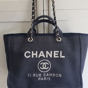 Chanel Deauville Blue Canvas Tote